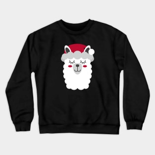 Cute Christmas Llama - Santa Hat Crewneck Sweatshirt
